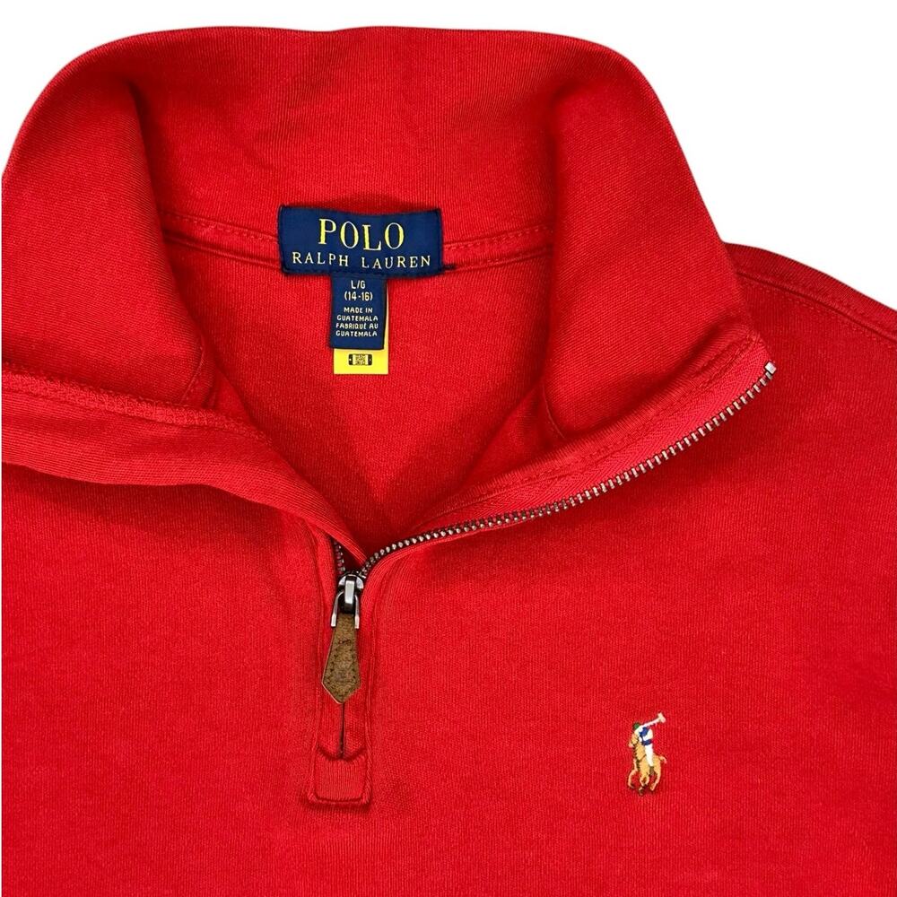 POLO RALPH LAUREN Boys Red Zip Pullover Size Large 14-16 - Picture 2 of 4